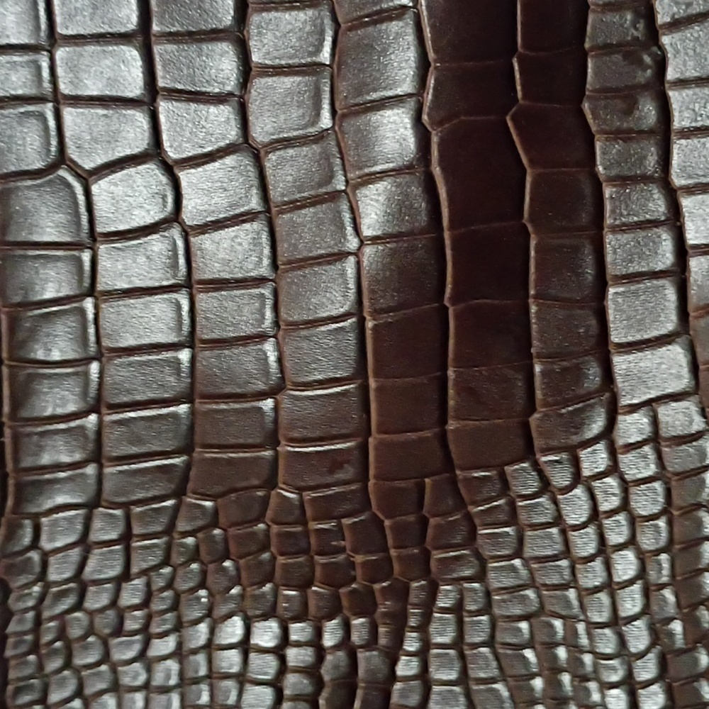 SCHUTZ Dark Brown Croc-Embossed Over the Knee Boots - Picture 3 of 3